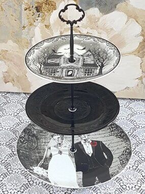 Spooky Halloween 3 Tier Cake Stand Gothic Skeleton Wedding Haunted House Decor